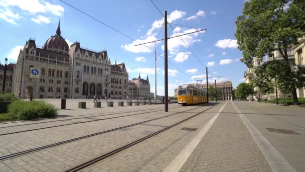 ブダペスト ハンガリー 2018 ブダペスト ハンガリーのラヨシュ広場のトラムします — ストック動画