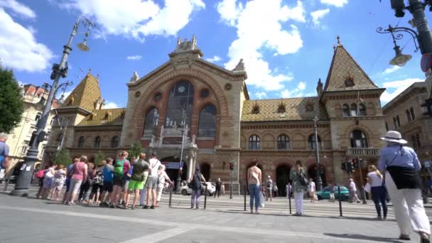 ブダペスト ハンガリー 2018 ブダペスト ハンガリーで覆われた中央市場宮殿 — ストック動画