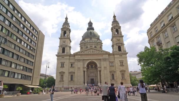 Budapest Ungern Juli 2018 Fasaden Den Stephen Basilica Budapest Ungern — Stockvideo