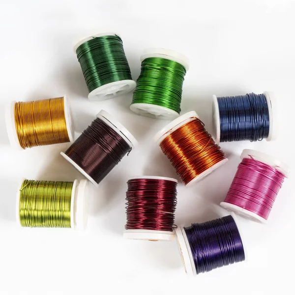 Algunos Carretes Hilo Metálico Colores — Foto de Stock