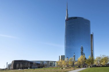 Milan, İtalya. 2 Ocak 2019. Mimar Cesare Pelli, Milan, İtalya, Isola bölgesinde tarafından tasarlanan Unicredit Kulesi