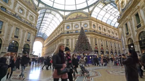 Milán Italia Enero 2019 View People Walking Christmas Holidays Vittorio — Vídeos de Stock