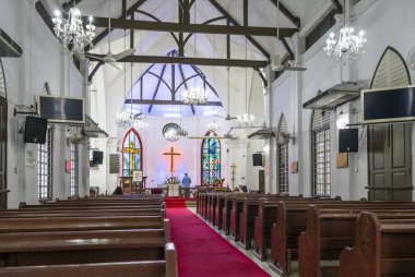 Kuala Lumpur, Malezya. Ocak 2019. Evangelist Lutheran Zion Katedrali Kuala Lumpur, Malezya kapalı görünüm