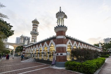 Kuala Lumpur, Malezya. Ocak 2019. Bir görünümünü günbatımı Masjid Jamek camide Kuala Lumpur, Malezya