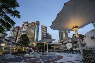 Kuala Lumpur, Malezya. Ocak 2019. Bir görünümünü günbatımı Masjid Jamek camide Kuala Lumpur, Malezya