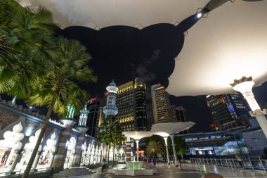 Kuala Lumpur, Malezya. Ocak 2019. Bir görünümünü gece Masjid Jamek camide Kuala Lumpur, Malezya