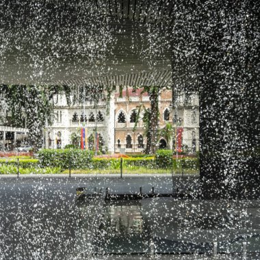 Kuala Lumpur, Malezya. Ocak 2019. Bir görünümü ile Countdown saat (Cdc) fountai