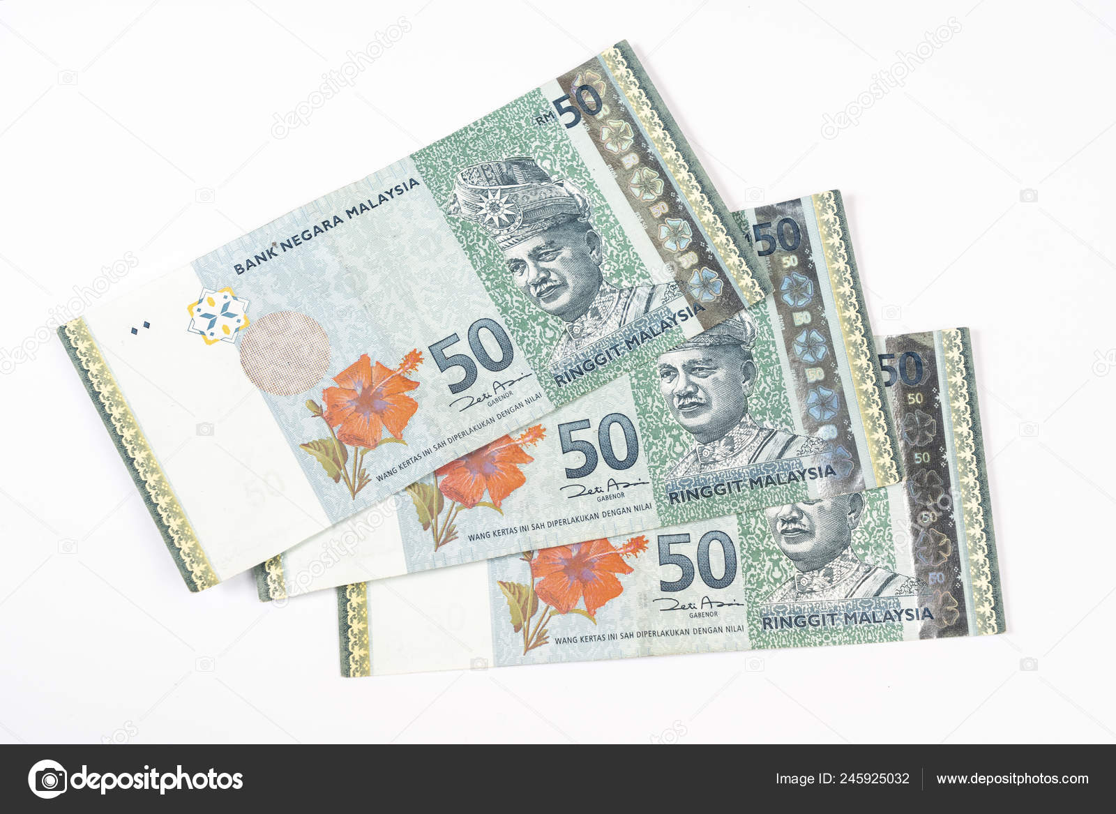 Three Malaysian Ringgit Banknotes White Surface Stock Editorial Photo C Sergiodv 245925032