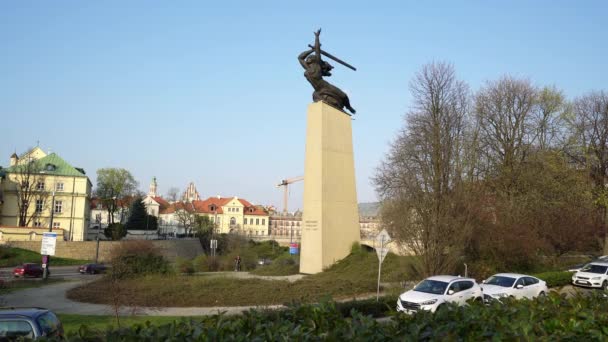 Varsóvia Polónia Abril 2019 Uma Vista Monumento Aos Heróis Varsóvia — Vídeo de Stock