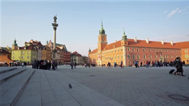 Warszawa Polska 2019 Kwietnia Widok Lotu Ptaka Plac Zamkowy Zachodzie — Wideo stockowe