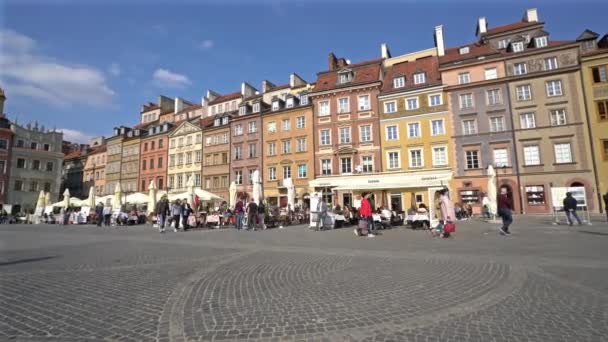 Varsova Puola Huhtikuu 2019 Panoraamanäkymä Rynek Starego Miasta Aukiolle — kuvapankkivideo