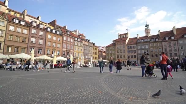Warsaw Poland April 2019 Panoramic View Rynek Starego Miasta Square — Stock Video