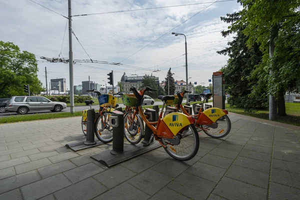 A bicycle rental station in Vilnius — Stock Photo, Image