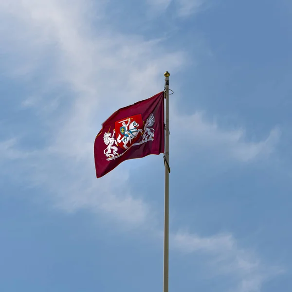 Le drapeau avec les armoiries de la République de Lituanie — Photo