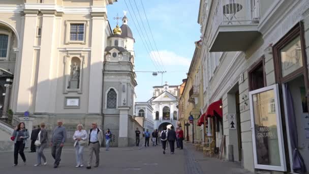 Vilnius Litvanya Mayıs 2019 Theresa Kilisesi Cephesi Bir Görünümü — Stok video