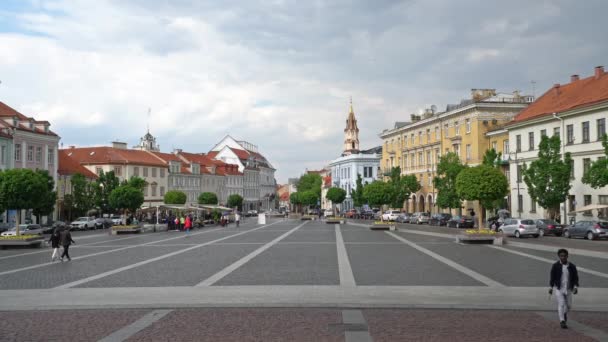 Вільнюс Литва 2019 Травня Вид Ратушній Площі Центрі Міста — стокове відео