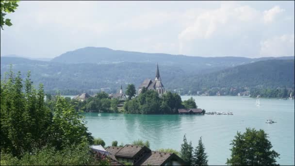 Maria Worth Dorp Aan Worthersee Karinthië Oostenrijk — Stockvideo