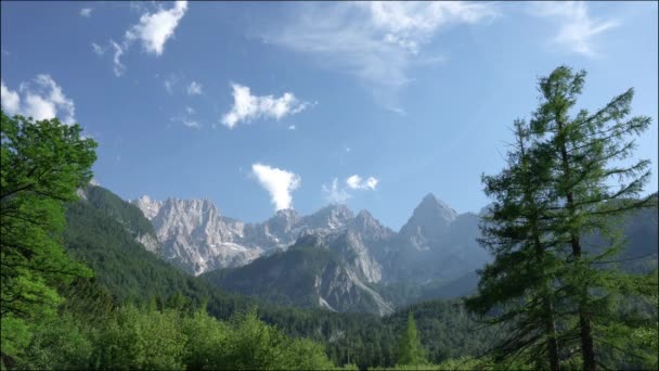 スロベニアのトリグラフ山群のパノラマビュー — ストック動画
