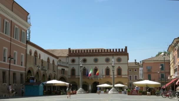 Ravenna Itália Julho 2020 Edifícios Históricos Piazza Del Popolo Ravenna — Vídeo de Stock