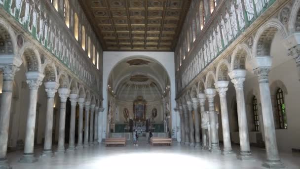 Ravenna Olaszország 2020 Július Belső Nézet Szent Apollinare Nuovo Bazilikáról — Stock videók