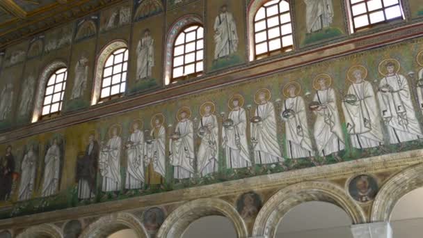 Ravenna Italia Julio 2020 Vista Interior Basílica San Apolinar Nuovo — Vídeos de Stock