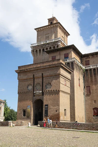 Ferrara Olaszország 2020 Augusztus Panorámás Kilátás Nyílik Este Castle Város — Stock Fotó