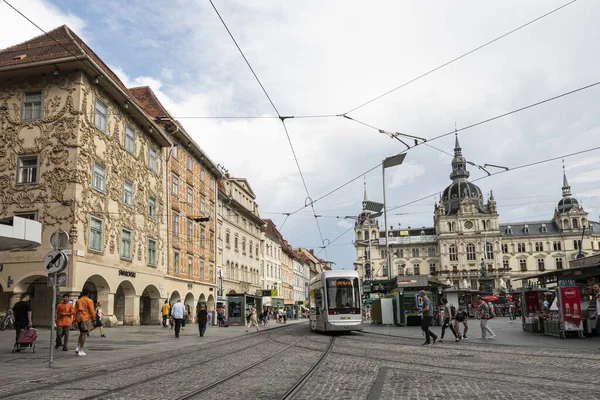 Graz Austria Agosto 2020 Vista Panorámica Plaza Hauptplaz Centro Histórico —  Fotos de Stock