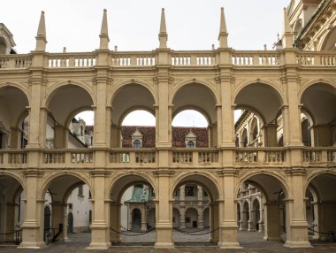 Graz, Avusturya. Ağustos 2020. Grazer Landhaus avlusunun kapalı bir görüntüsü.