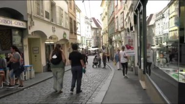 Graz, Avusturya. 20 Ağustos. Şehrin tarihi merkezinde bir şehir manzarası.