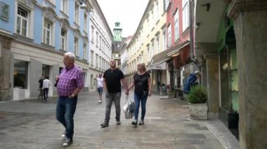 Graz, Avusturya. 20 Ağustos. Şehrin tarihi merkezinde bir şehir manzarası.