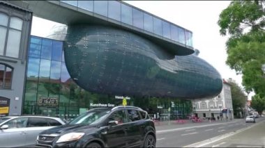 Graz, Avusturya. 20 Ağustos. Kunsthaus Müzesi 'nin dış görünüşü.