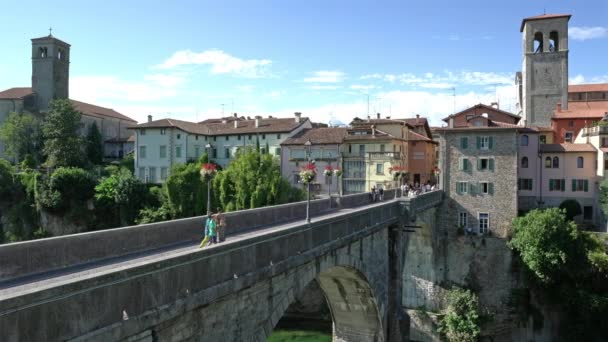 Cividale Del Friuli Italie Août 2020 Vue Accéléré Pont Sur — Video