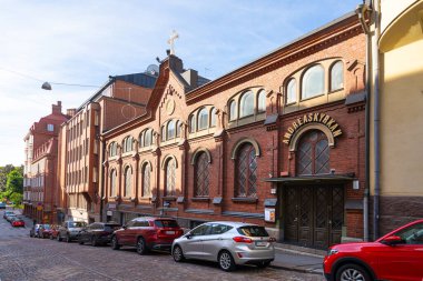 Helsinki, Finlandiya. 27 Ağustos 2025. Finlandiya 'nın şehir merkezindeki Evanjelik Serbest Kilisesi' nin dış görünüşü.