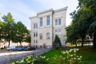 Helsinki, Finlandiya. 27 Ağustos 2025. Şehir merkezindeki Mimarlık Müzesi 'nin dış görünüşü.