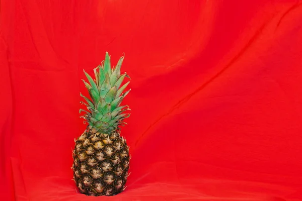 Piña Sobre Fondo Textil Rojo — Foto de Stock