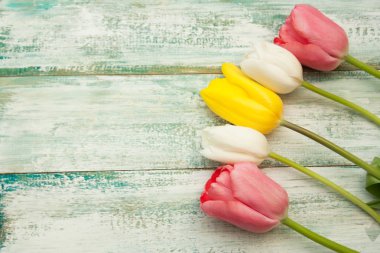 Lale bir vintage eski püskü açık renkli, üstten görünüm, boş boşaltmak.