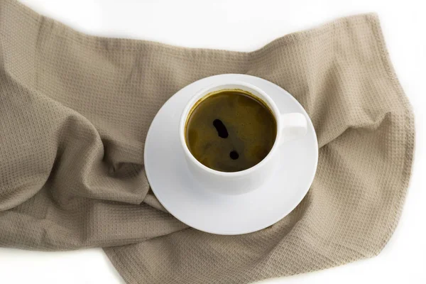 Coffee Cup Cloth Napkin Isolated White Background — Stock Photo, Image