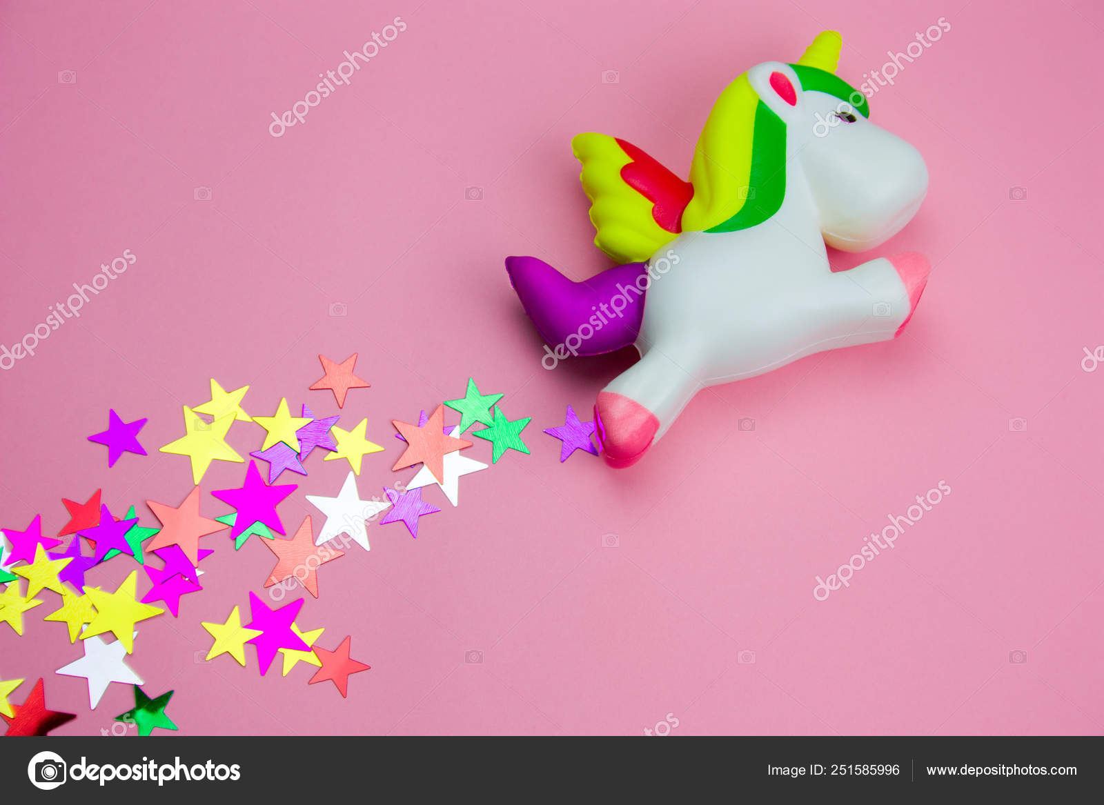 Top View Squishy Toy Unicorn Glitters Shape Stars Pastel Pink Stock Photo  by ©dvulikaia 251585996