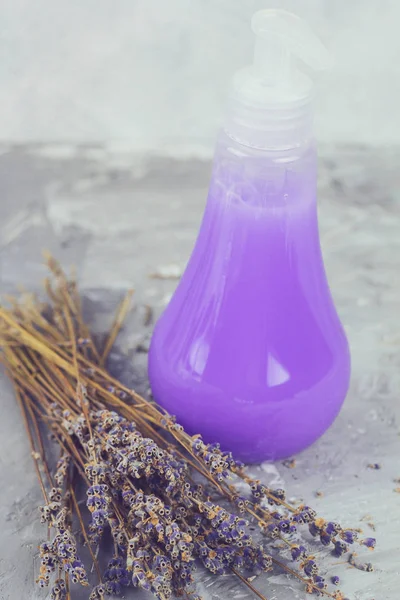 Cacho Flores Lavanda Seca Produto Cosmético Com Cor Aroma Lavanda — Fotografia de Stock