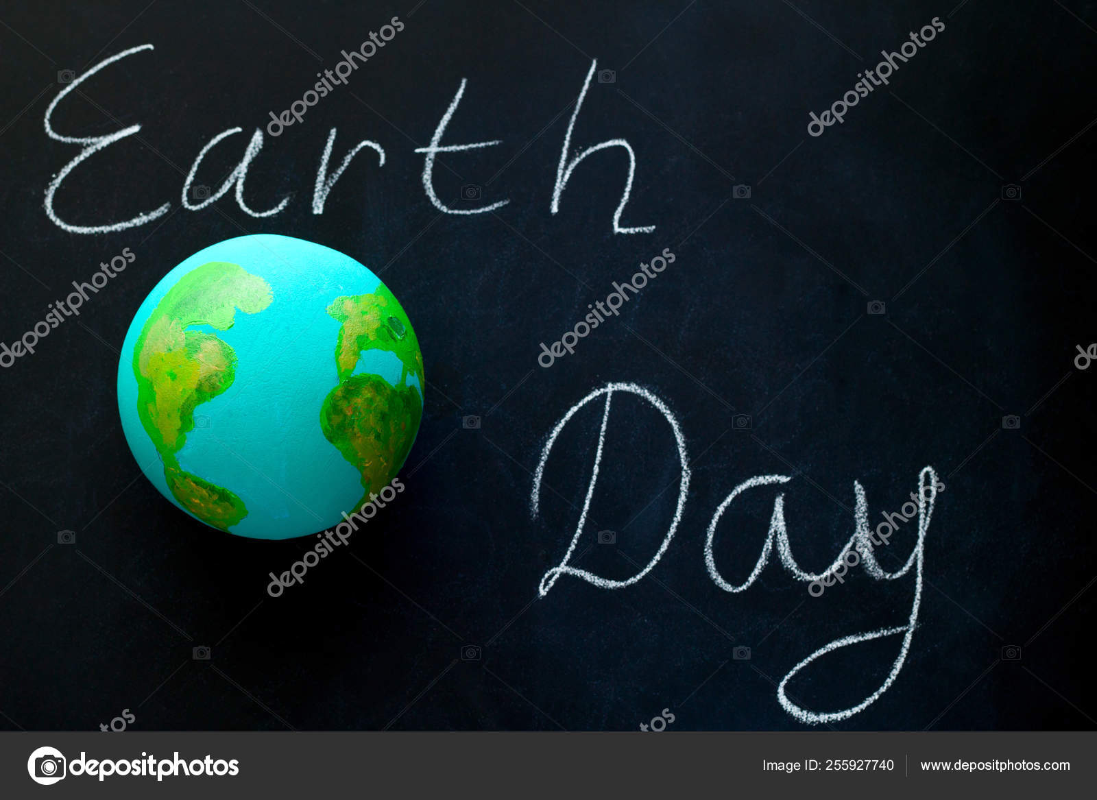 Homemade Model Earth Chalkboard Inscription Earth Day