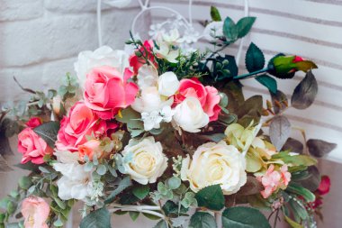 yapay çiçekler düğün dekorasyon buket yakın yukarı