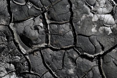 kurutulmuş siyah toprak dokusu yakın , küresel ısınma sembolü , soyut arka plan