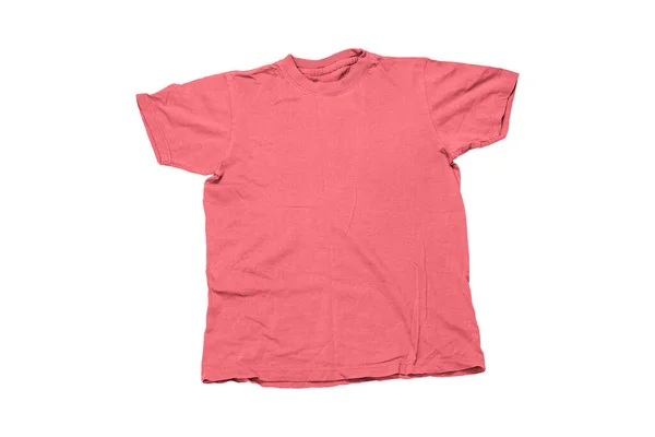 Camiseta Unisex Algodón Rosa Aislada Sobre Fondo Blanco Camiseta Blanco — Foto de Stock