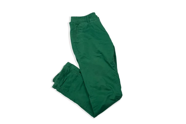 Jeans Verde Isolado Fundo Branco — Fotografia de Stock