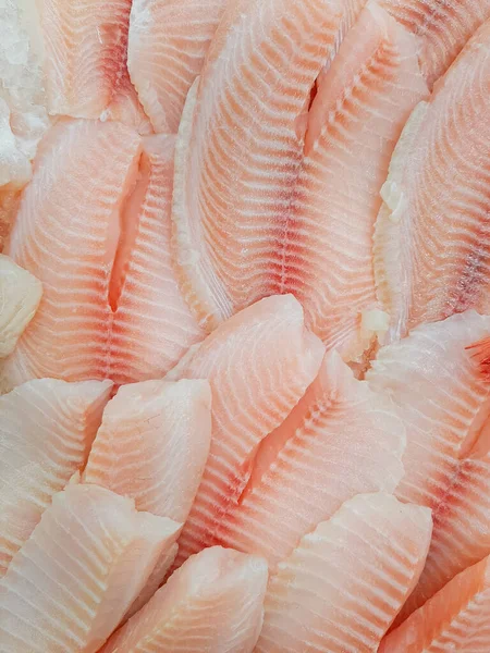 Close Textuur Van Gesneden Visvlees Een Markt — Stockfoto