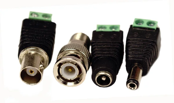 Conectores Bnc Cables Coaxiales Conectores Powewr Primer Plano —  Fotos de Stock