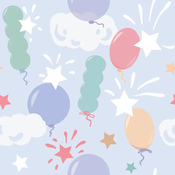 Vector Simless Pattern Colorful Balloons Confetti Fireworks Stars Design Wallpaper — Stock Photo, Image