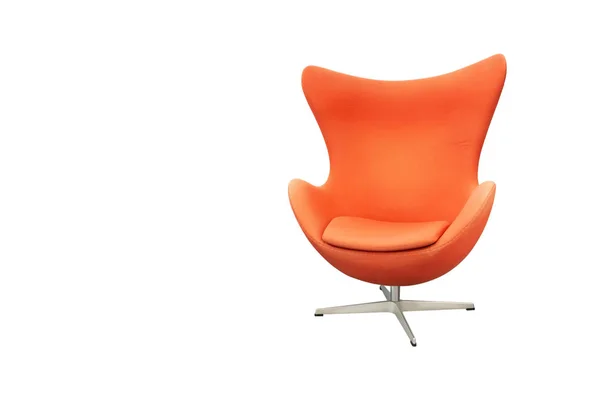 Orange Tyg Snurrfåtölj Metall Montern Moderna Curve Design För Vardagsrum — Stockfoto
