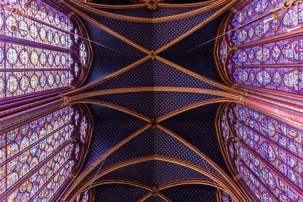 Sainte Chapelle París Francia Septiembre 2018 Techo Vidrieras Iglesia Sainte — Foto de Stock