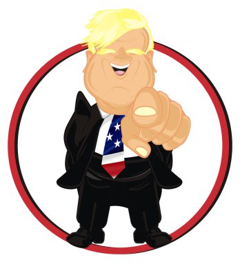 kırmızı işaret üzerinde siyah elbiseli gülümseyen patron